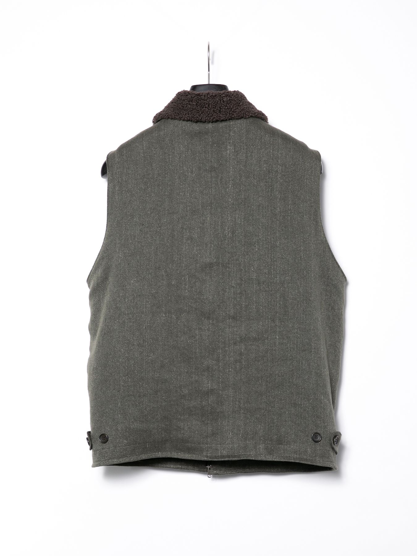 限定先着Sulfur Dyed Cotton Linen Washer Deck Vest / 硫化染め コットンリネン ワッシャー デッキ ベスト / カーキ