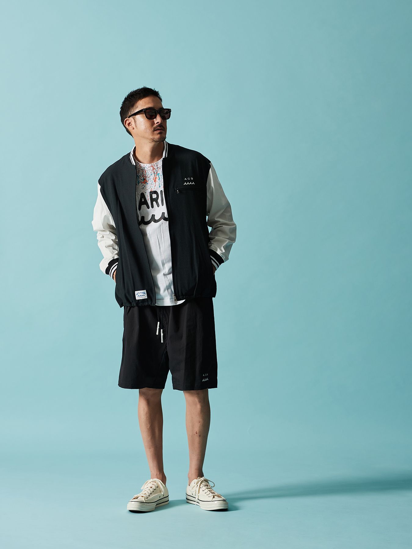 【予約品 10月9日(木) 締切】muta Dot Air(R) Ventilation Jacket / リブブルゾン / ブラック×ホワイト【Acanthus × muta MARINE】