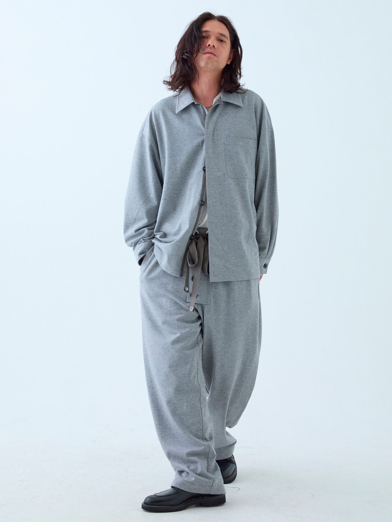 【予約品 】Woolnapp shirts / ウールシャツ / 杢グレー