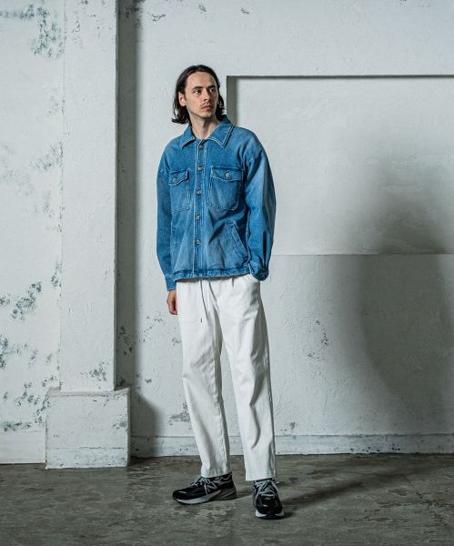 《予約11月17日19時締め》 EX denim jersey  WIDE PT / ワイドパンツ / ホワイト