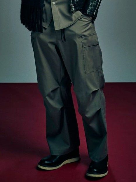 Cotton Polyester Plain Weave FieldCargo Pants  / コットンポリ プレーン ウィーブ フィールドカーゴパンツ / グレー