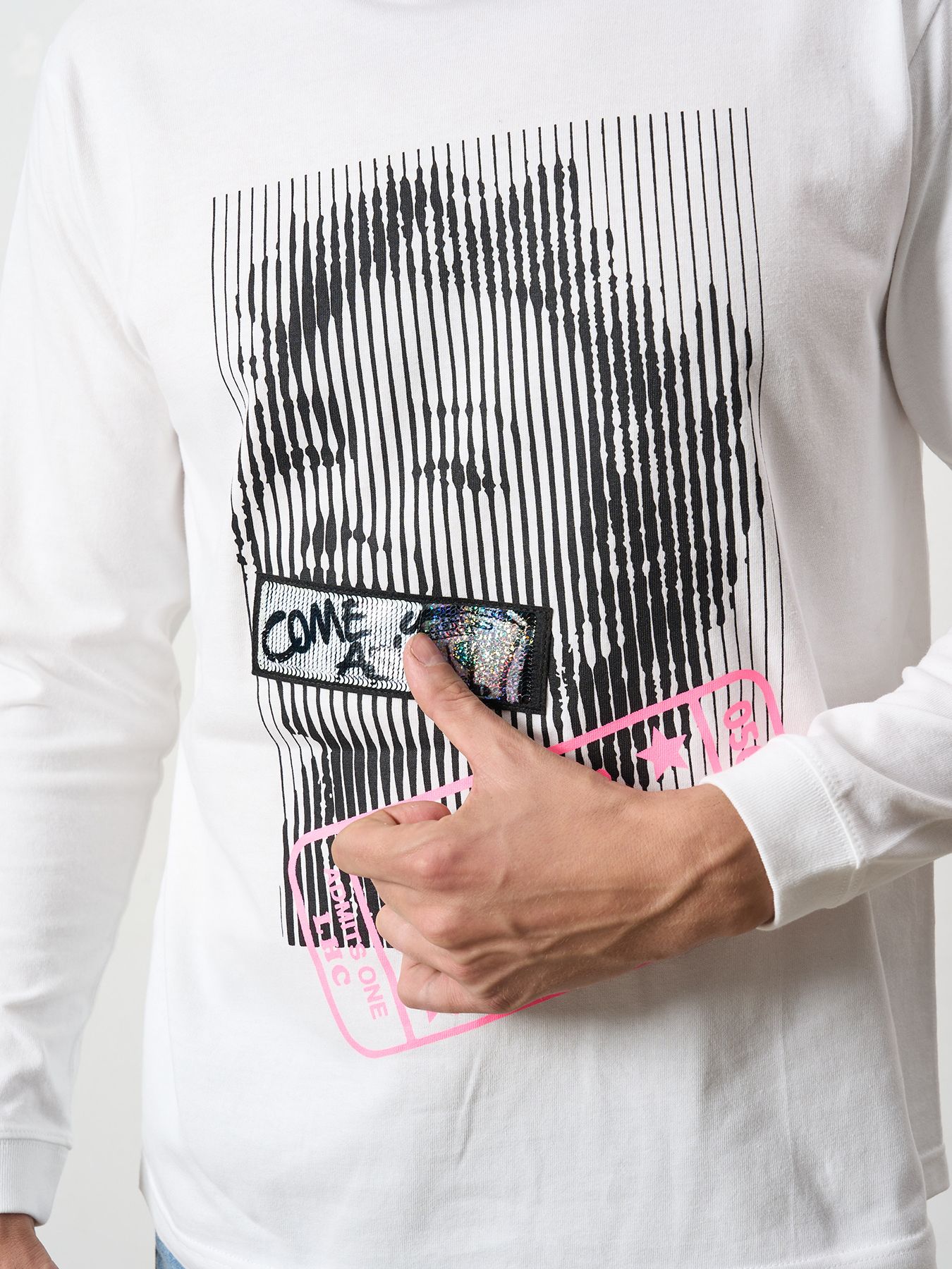 【予約品 5月8日(木) AM10時 締切】 5.6ozコットン天竺 LOST HEARTS シークインLS Tシャツ / ホワイト