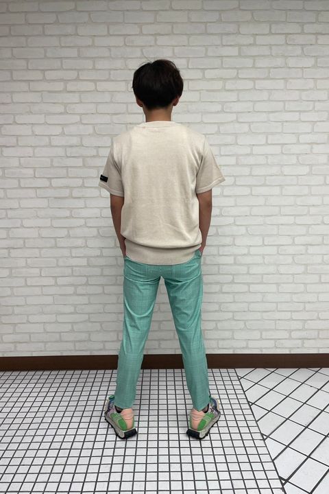 夏のチェックパンツコーデ