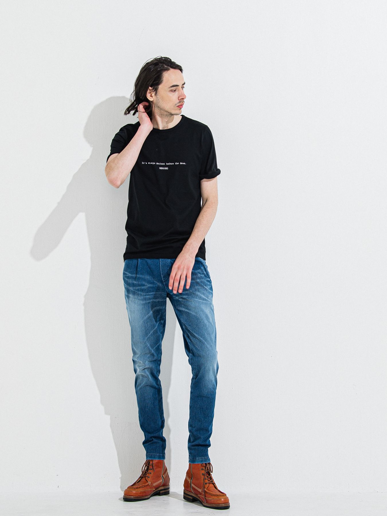 GIZA DAWN ROLL UP TEE / ギザドーンロールアップTシャツ / ブラック