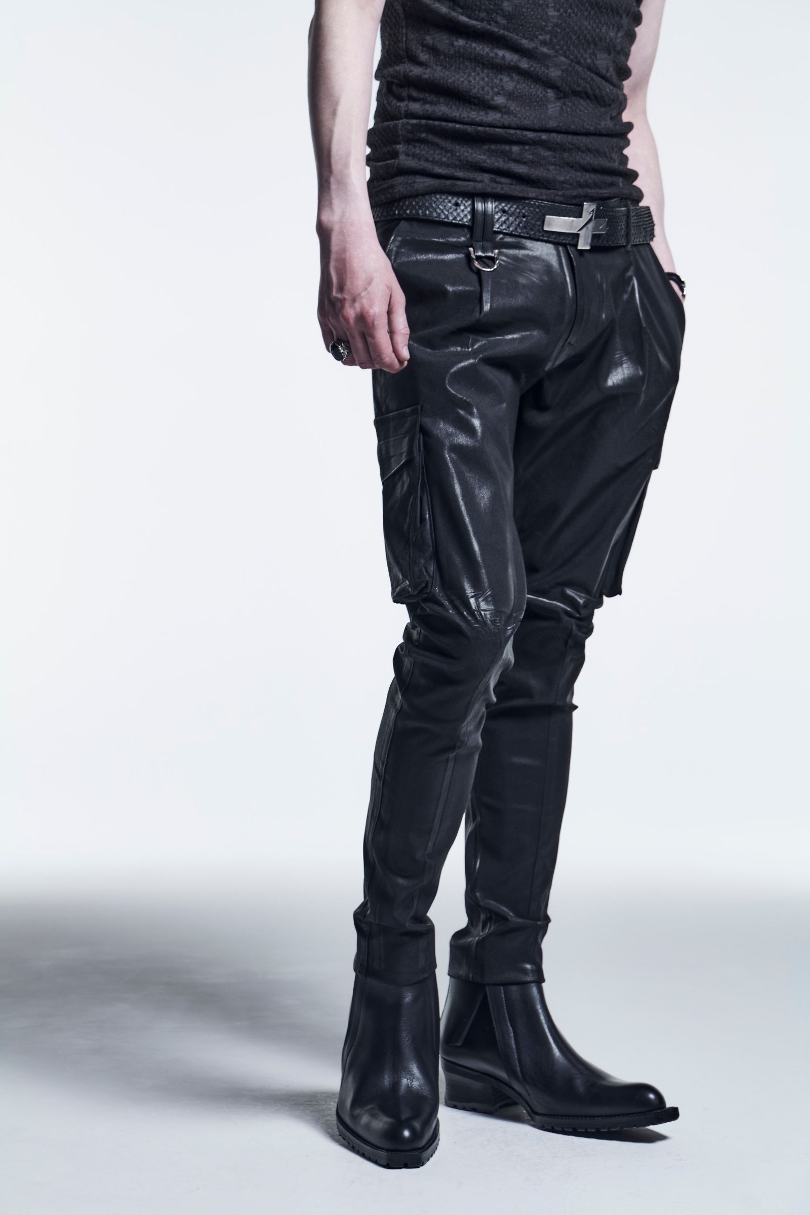 《予約品》 SlimCargoPants HighTensionJerseyCoating / Black 【kiryuyrik】 10月入荷予定