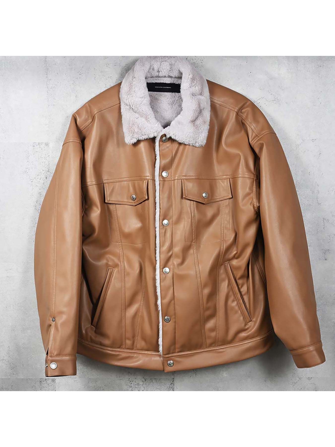 【予約品 8月31日(日) 締切】LEATHER FUR OVER G / レザーファーオーバーGジャケット / キャメル
