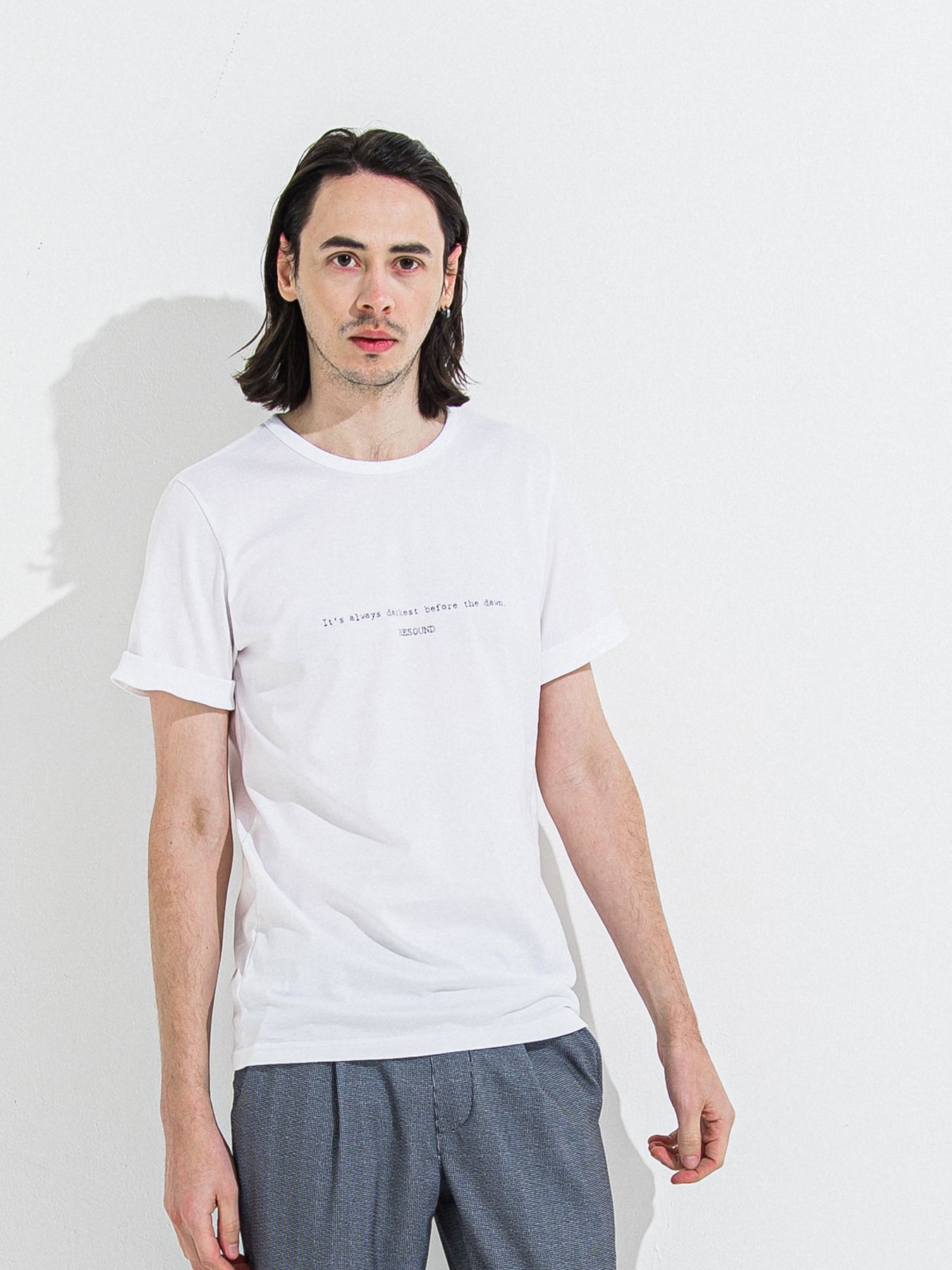 GIZA DAWN ROLL UP TEE / ギザドーンロールアップTシャツ / ホワイト