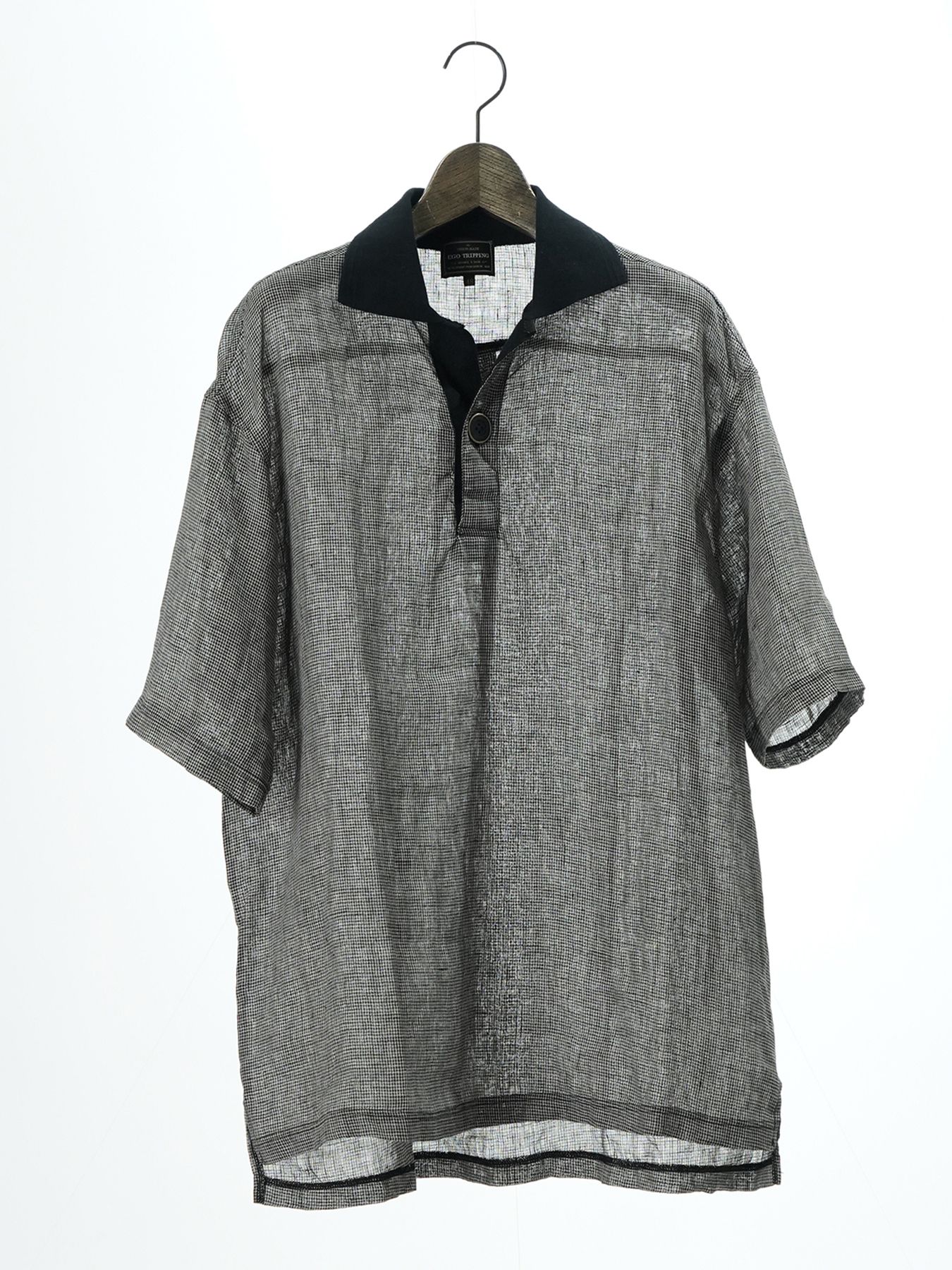 【予約品 11月23日(日) 締切】LINENSHEER POLO / リネン ポロシャツ / BEIGE千鳥
