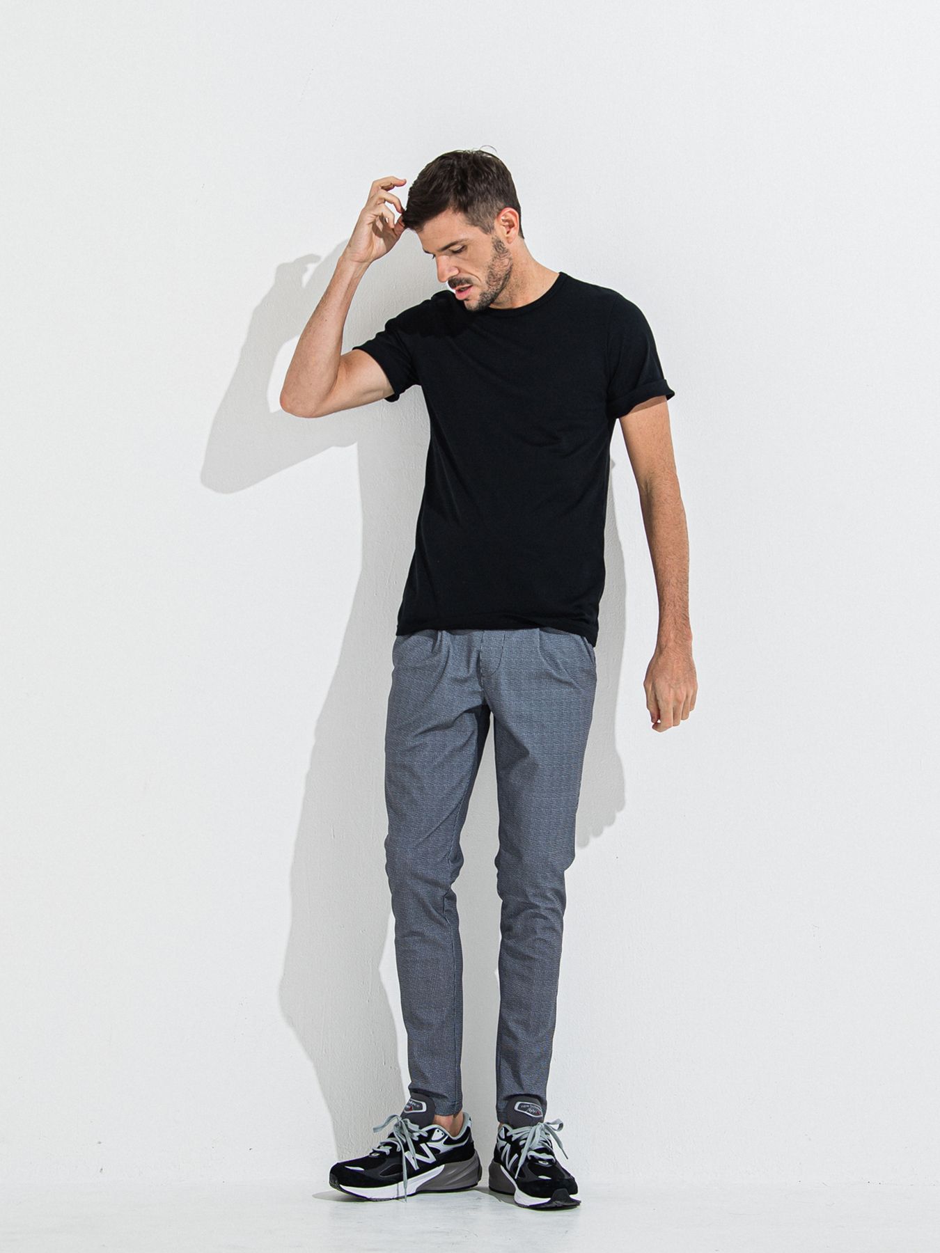 GIZA BASIC ROLL UP TEE / ギザベーシックロールアップTシャツ / ブラック