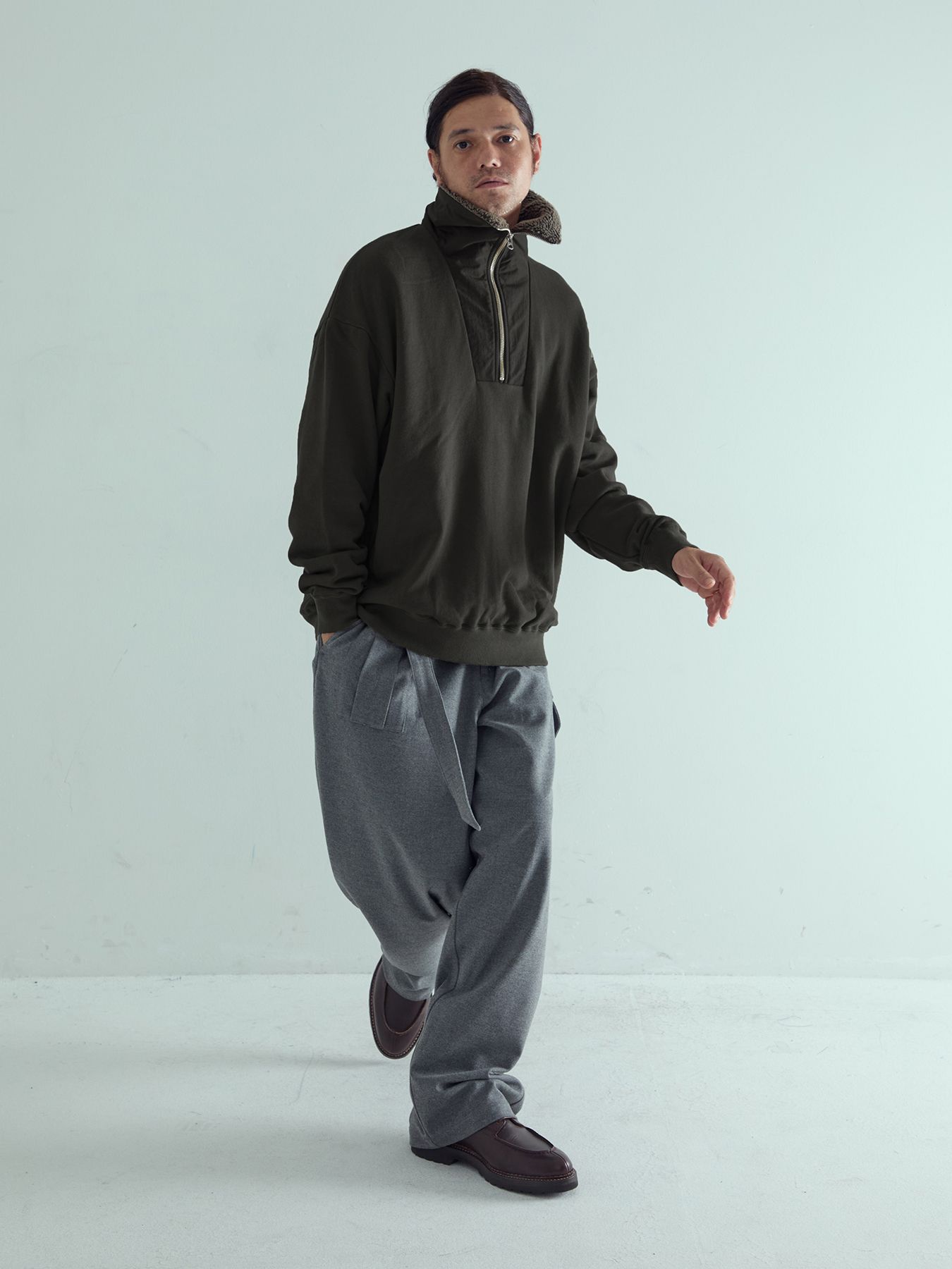 【予約品 】TEXUNION / ボアジップアップ スウェット / チャコール