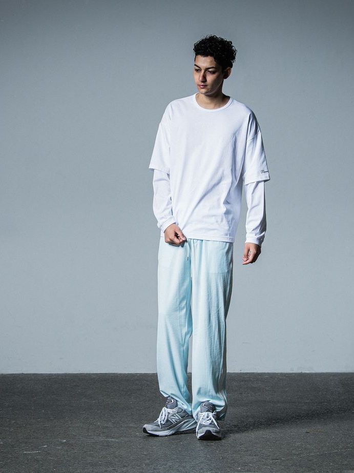 《予約品》 VELOUR SEMI WIDE PT  / ベロアラインワイドパンツ / サックス