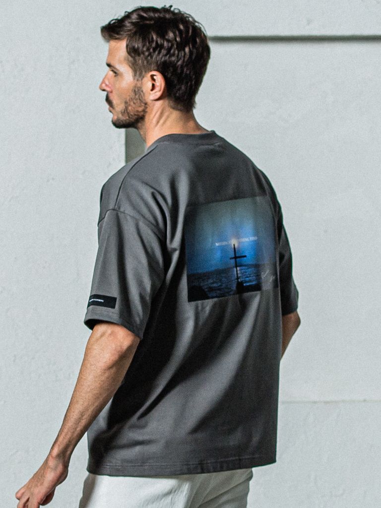 《予約11月17日19時締め》 BACK Photo OVER  TEE / オーバーTシャツ / グレー