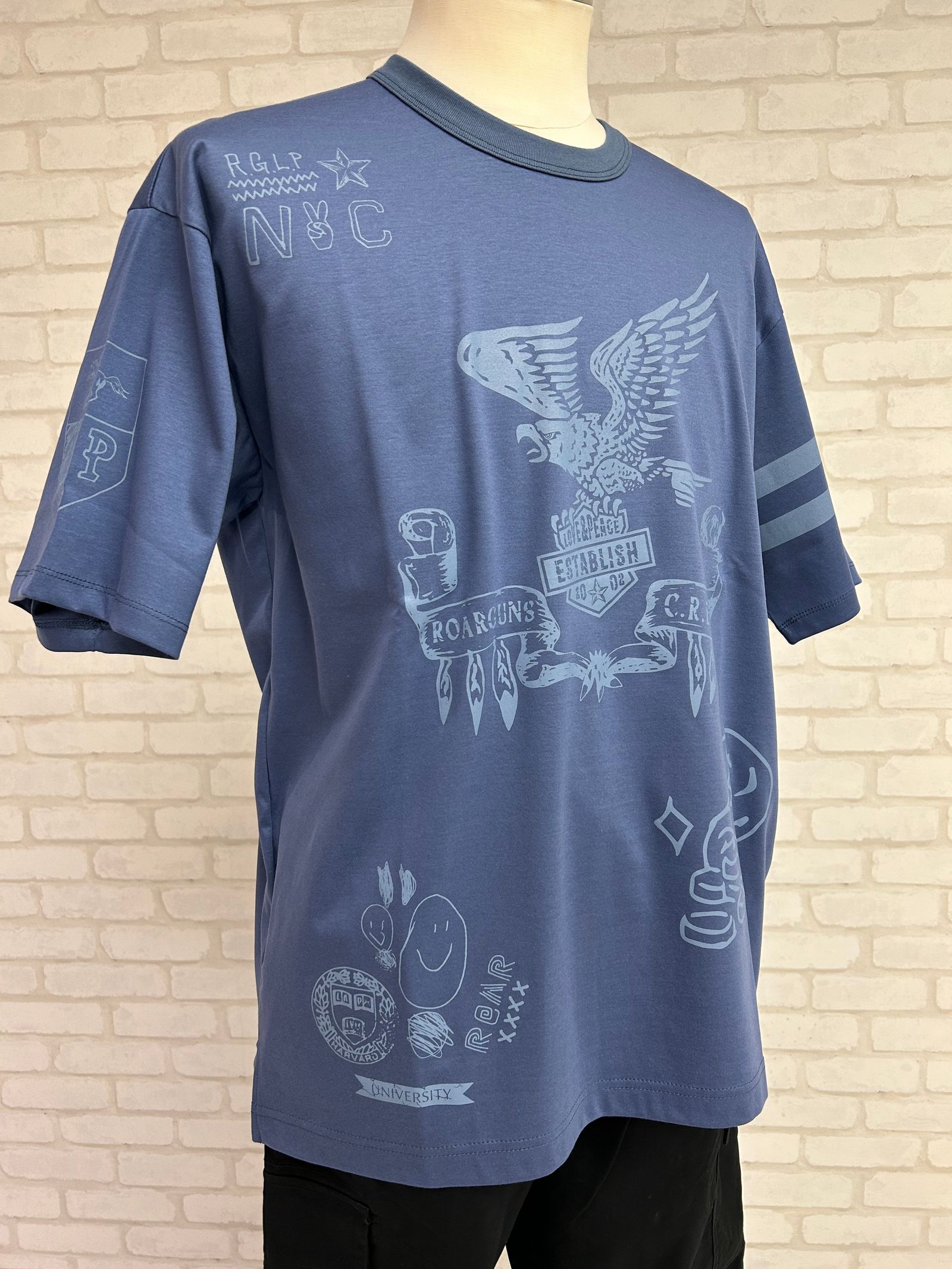 EAGLE TEE /全面プリント Tシャツ / ブルー 【roarguns 】