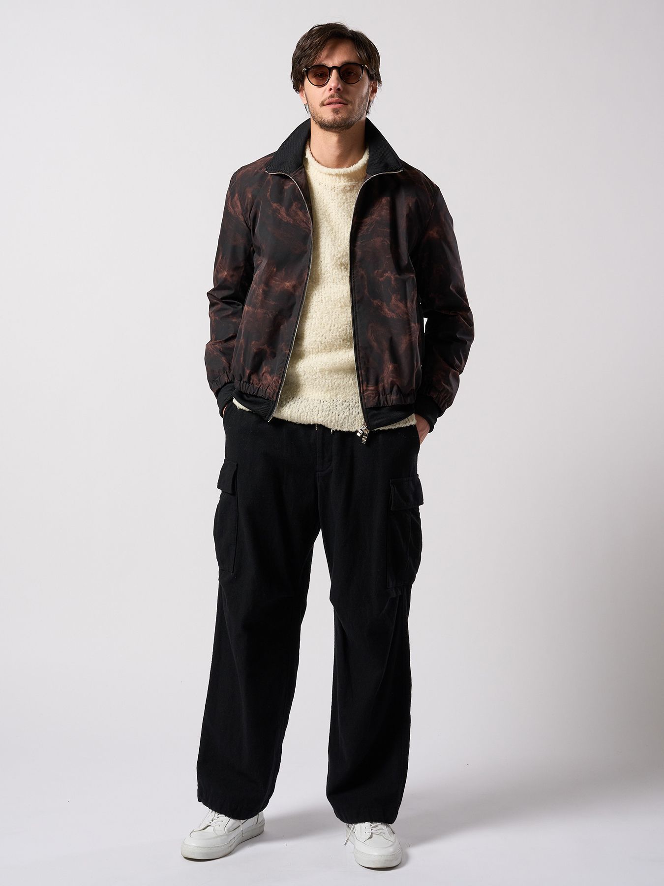 【予約品 4月19日(日) 18時締切】fancy yarn crew-neck knit / クルーネックニット / ホワイト