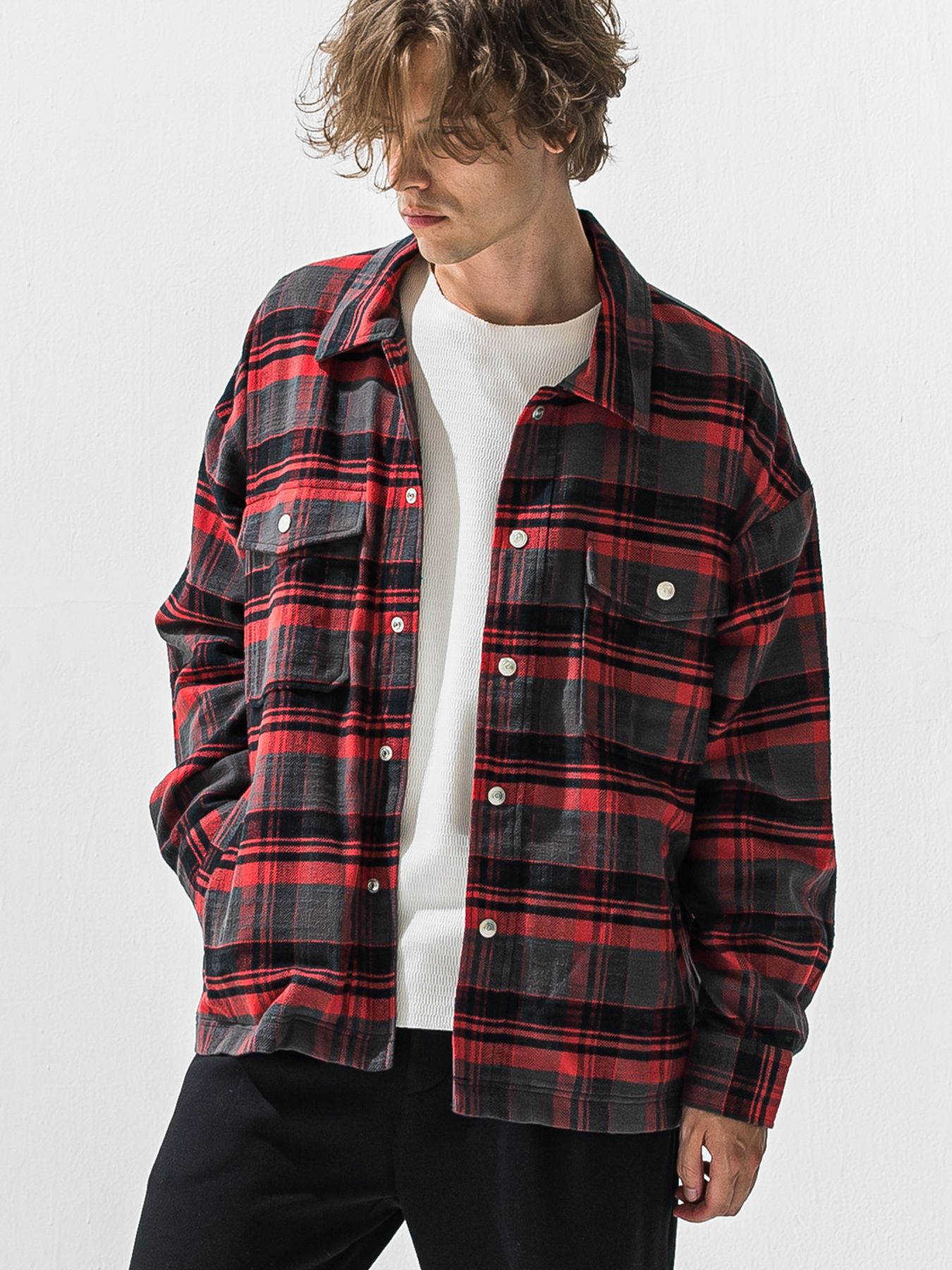 【予約品 9月6日(日) 締切】OLD SLUB CHECK JK / ヴィンテージ ネルジャケット / レッド