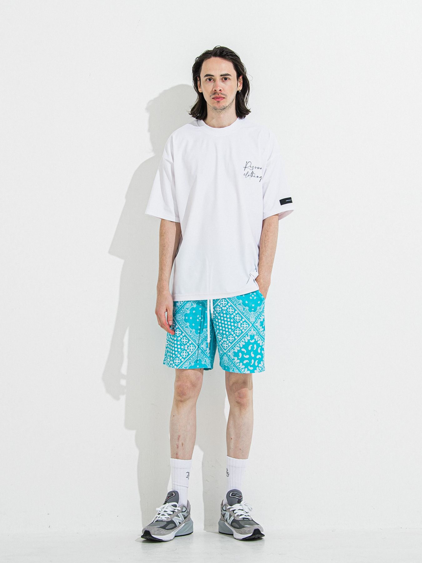 【予約品 】RASH OVER ZIPUP HOODIE / ラッシュガード オーバーサイズジップアップパーカー / バンダナブルーグリーン