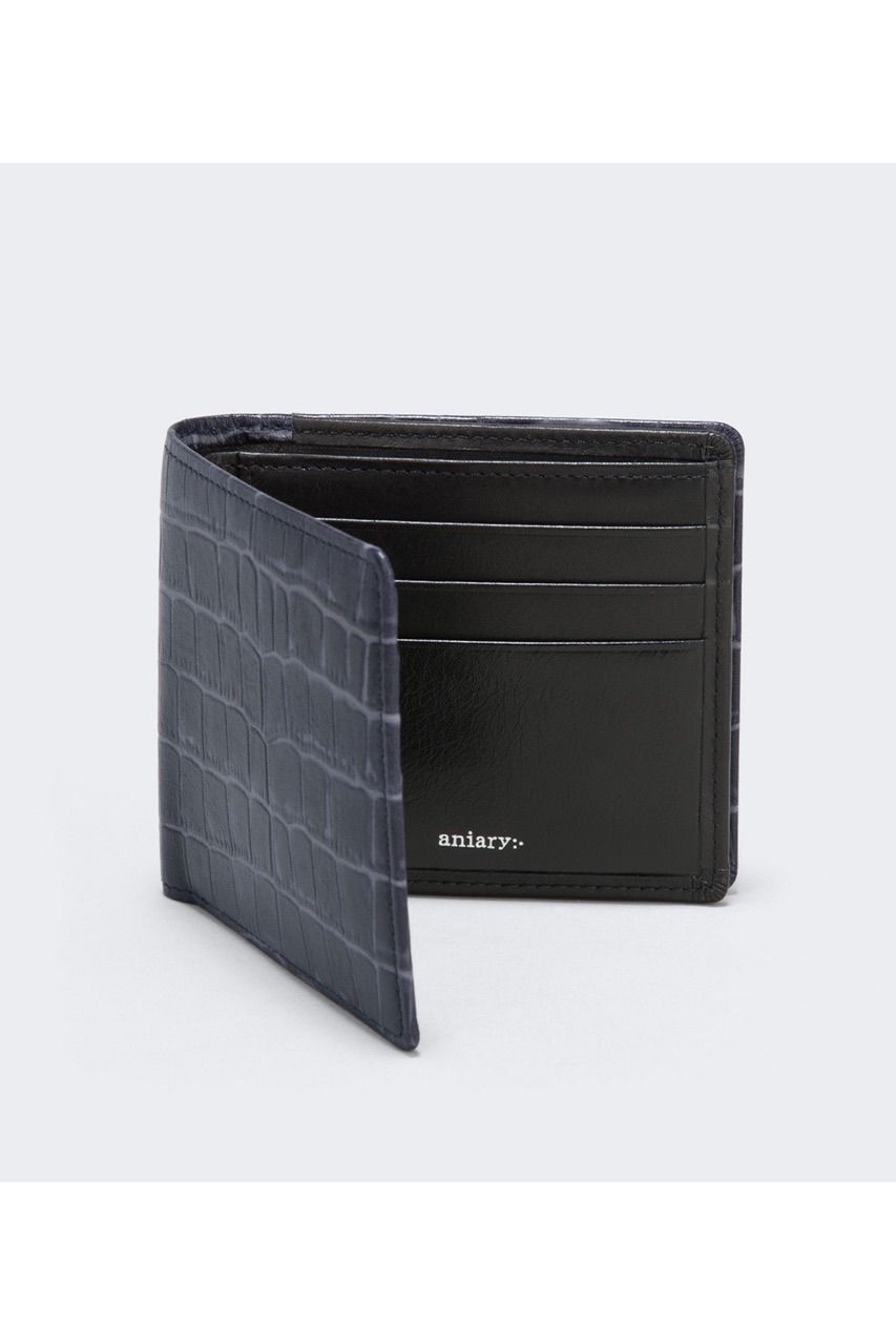 二つ折り財布 Tint Embossing Leather / Navy 【aniary】