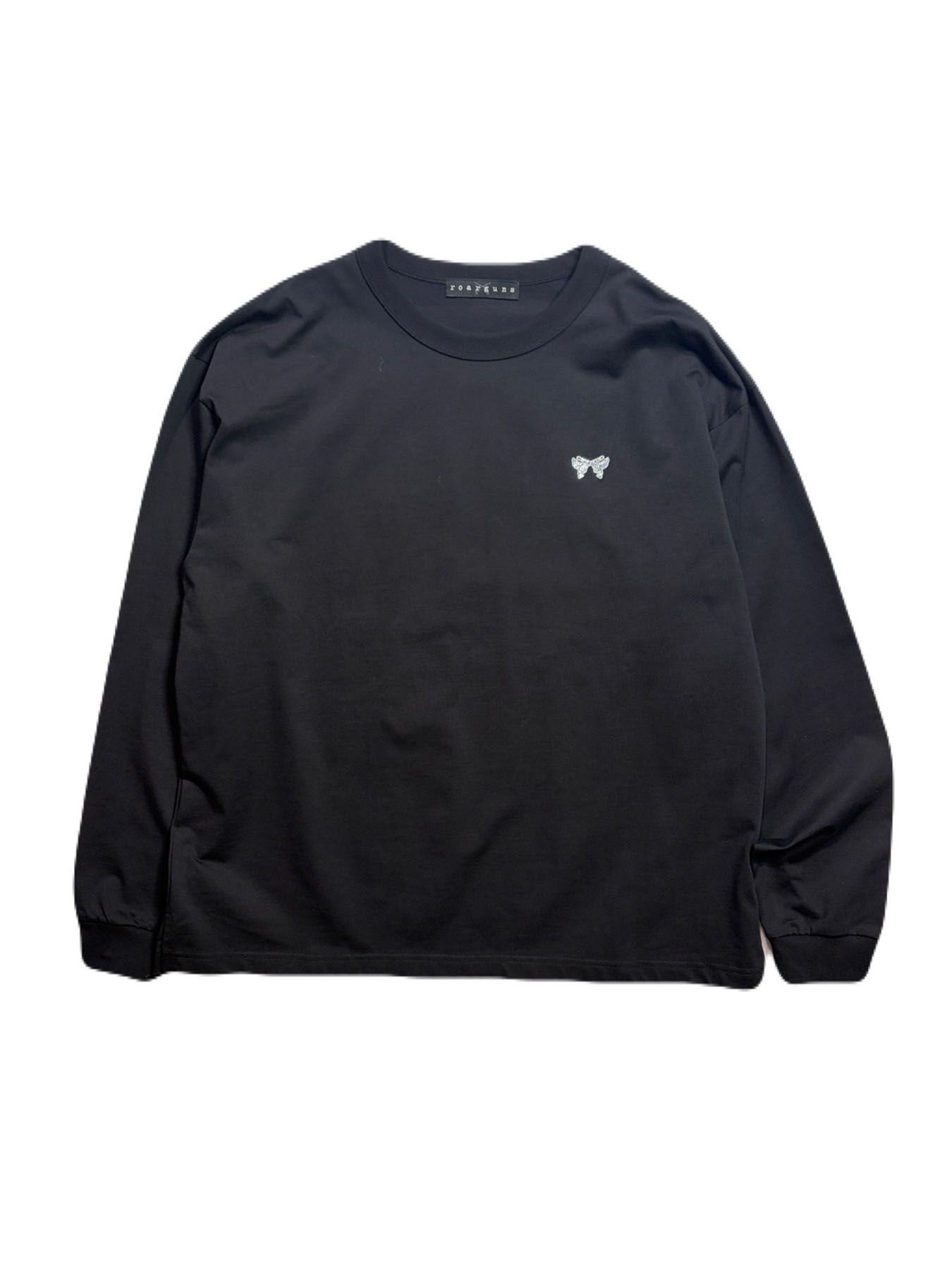 【予約品 3月9日(月) 18:00 締切】WING EMB PEACE L/S T / ウイングクロスガン刺繍 クリスタルPeace ロンT / ブラック