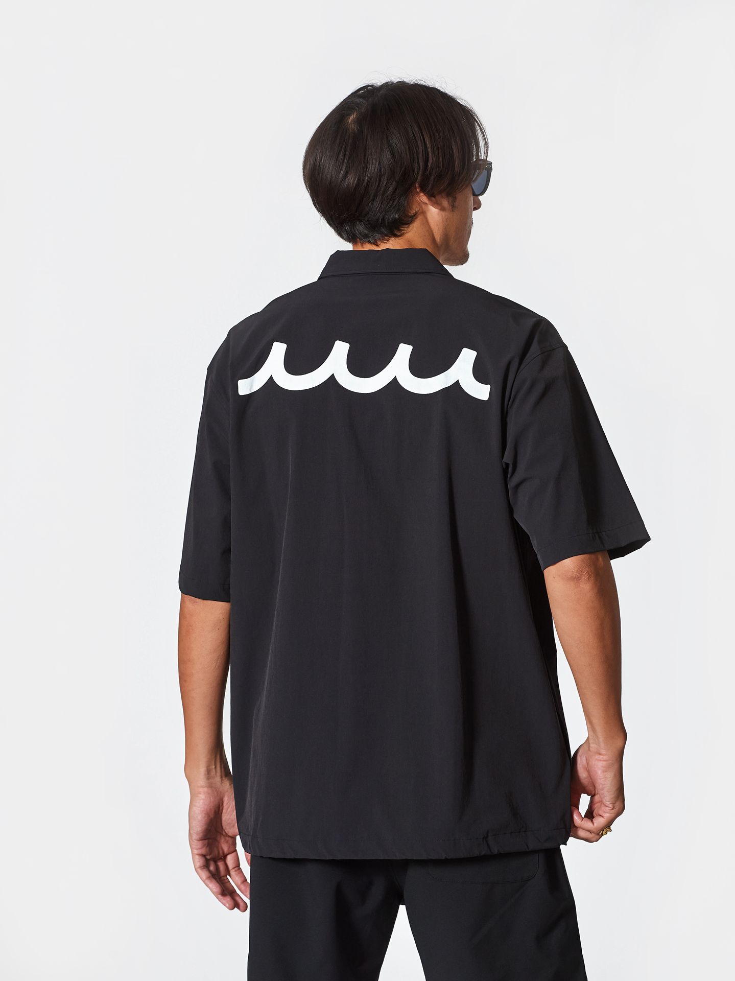 muta Half ZIP S/S Shirt / 撥水加工プルオーバーシャツ / ブラック 【Acanthus×muta】