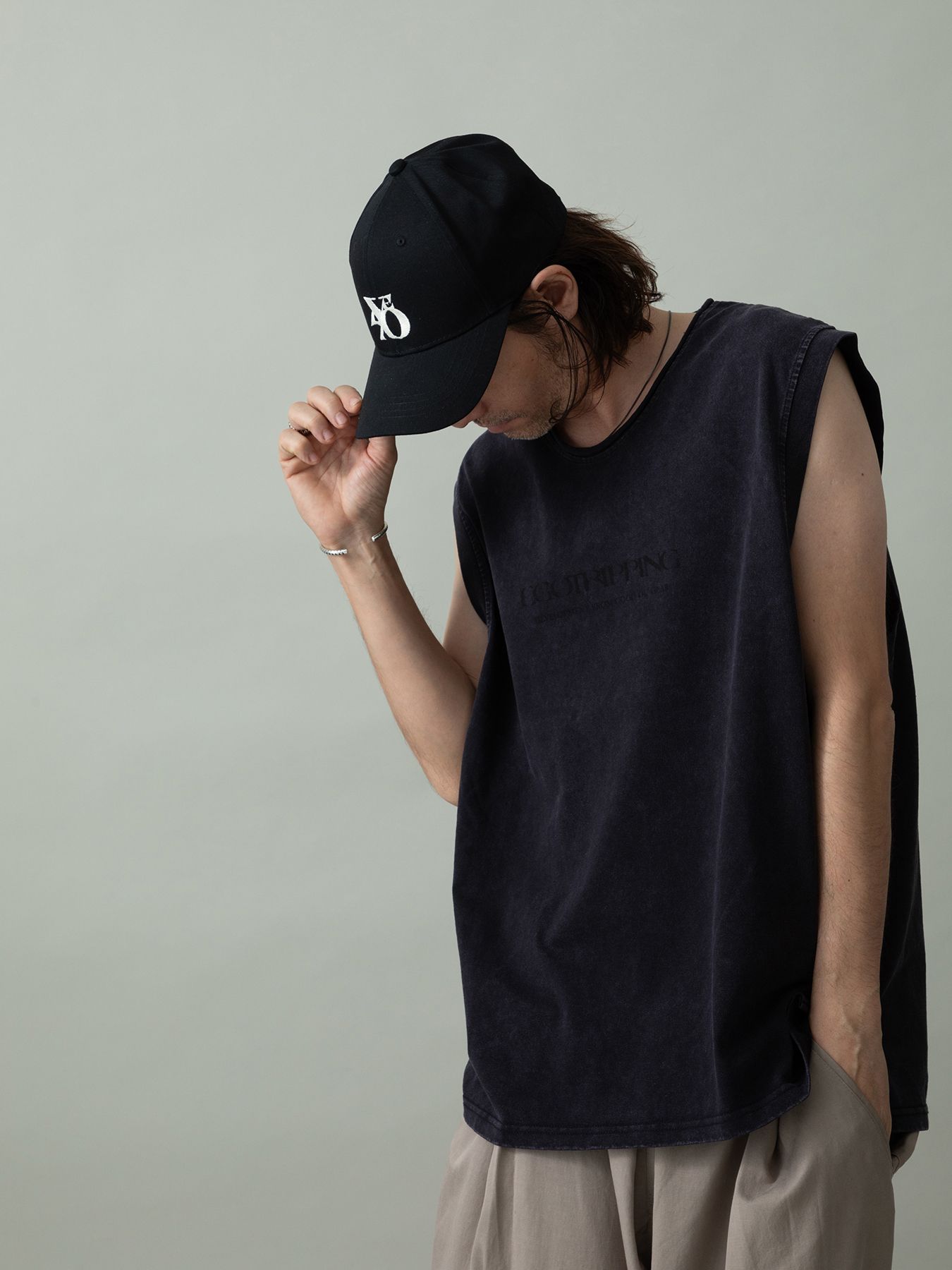 【予約品 2月1日(日) 締切】CREWNOT bleed / ロゴプリント ノースリーブ / ブラック