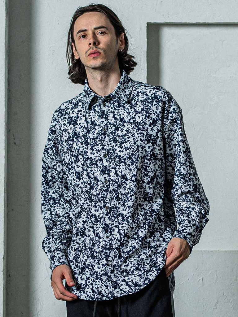 NYLON jack shirts / ナイロンシャツ / フラワーブラック