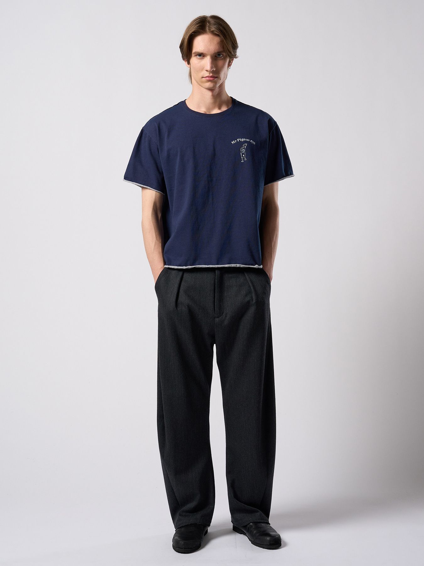 【予約品 4月19日(日) 18時締切】Ohta Design × wjk collaboration："relax" cut-off S/S / "relax" カットオフ ショートスリーブ / ネイビー