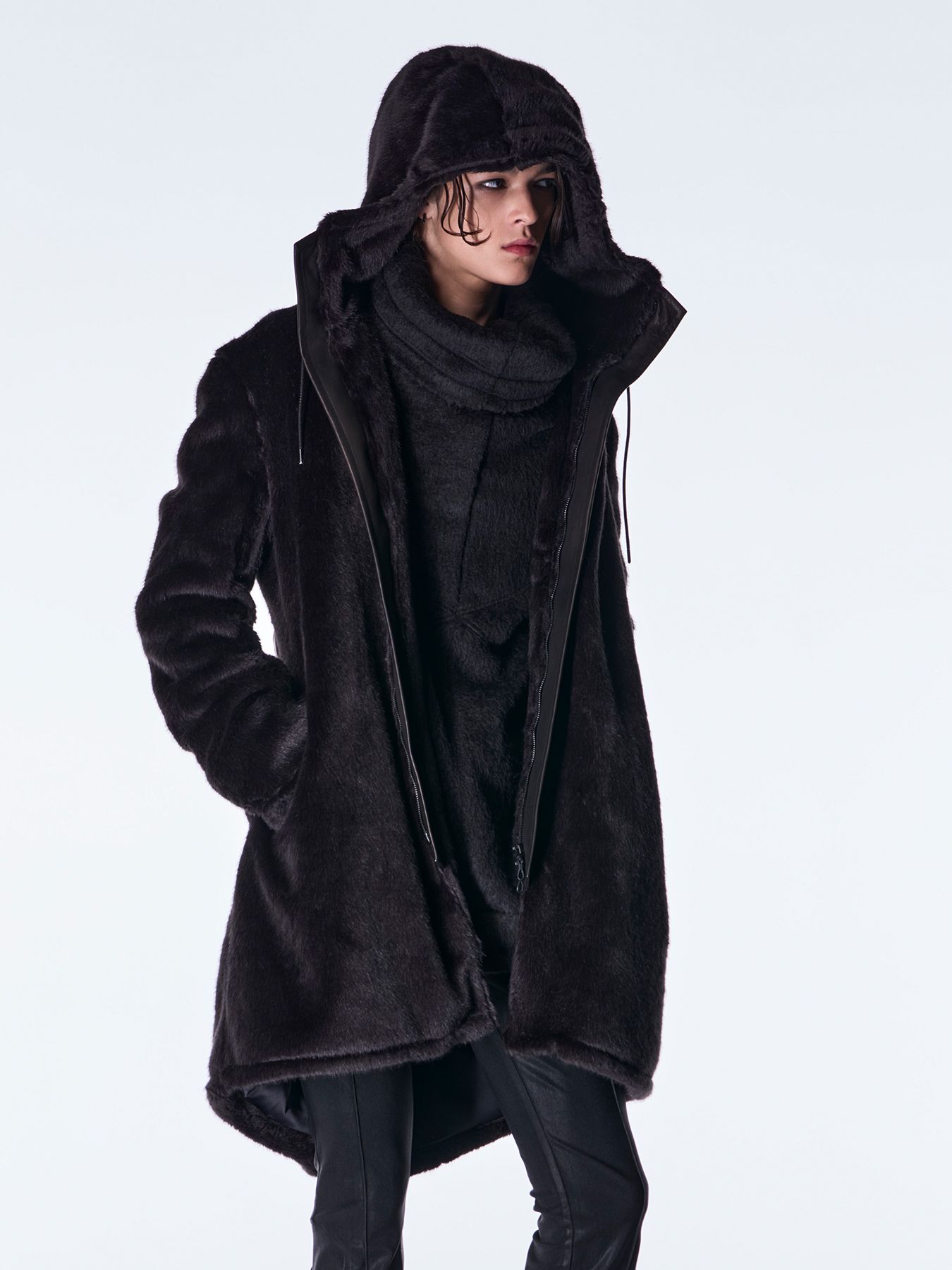 【予約品 6月29日(月) 締切】Fur Mods Coat / ファーモッズコート / ブラック