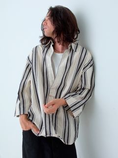 Sevenfree / 七分袖 ノンボタンプルオーバーシャツ / ホワイト系 【EGO TRIPPING】