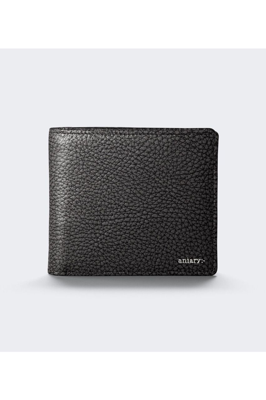 二つ折り財布 Grind Leather / Black 【aniary】