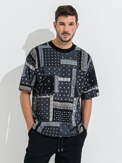 BANDANA OVER TEE / バンダナオーバーサイズTシャツ / ブラック