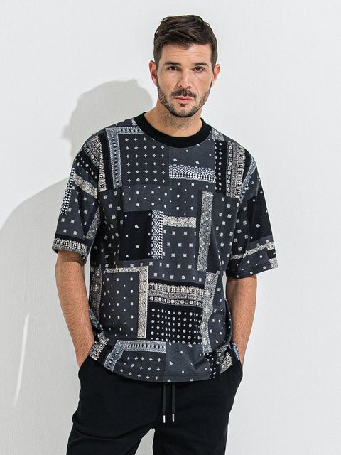 BANDANA OVER TEE / バンダナオーバーサイズTシャツ / ブラック