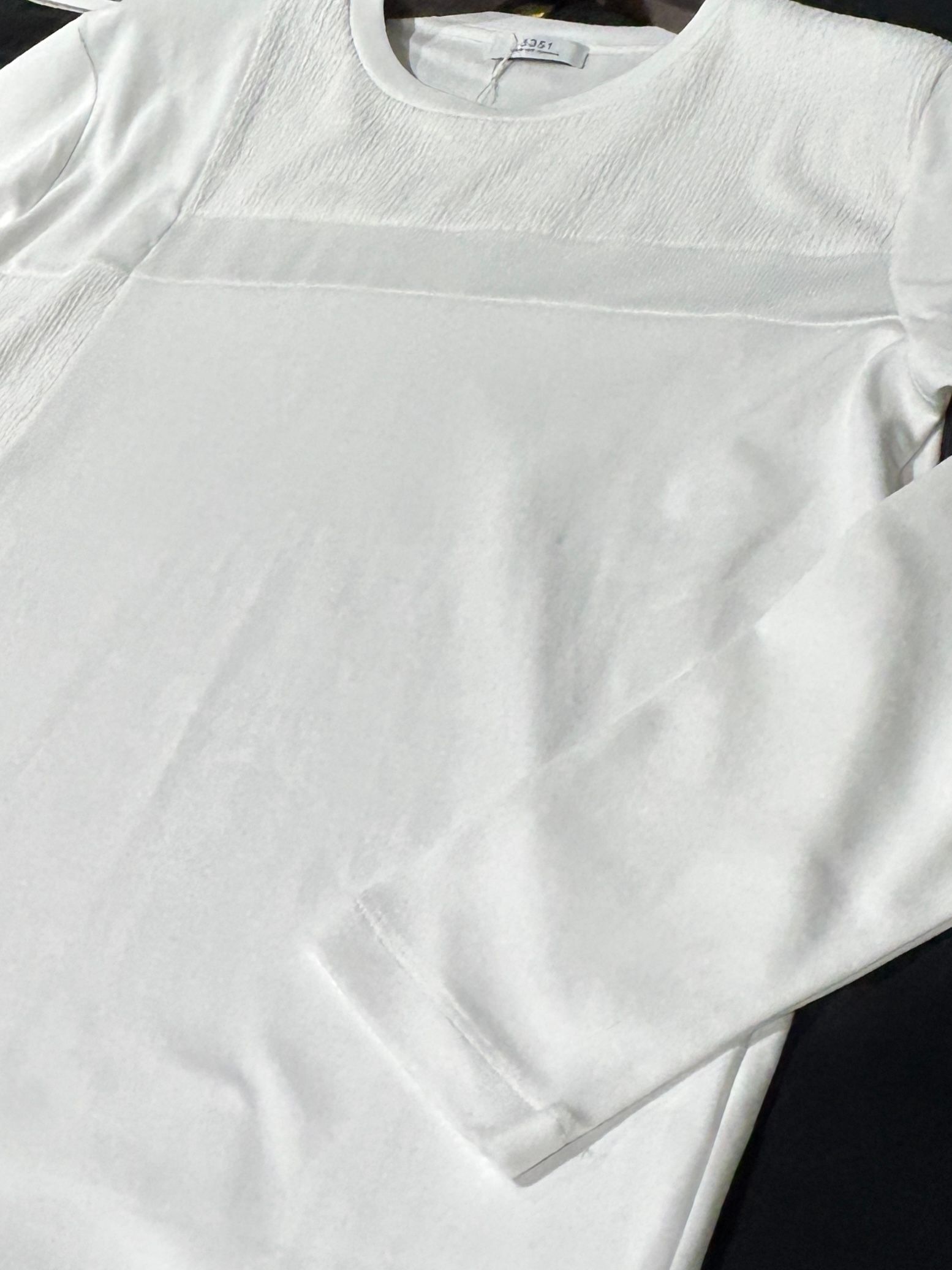 3素材コンビネーション 長袖 TシャツWHITE【5351 POUR LES HOMMES】