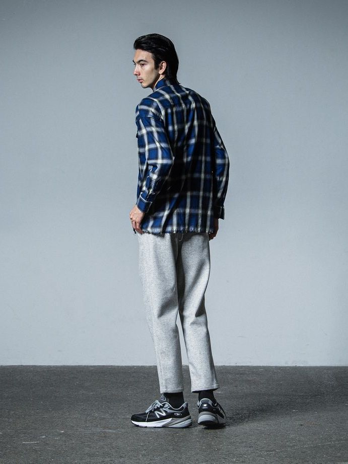 《予約品》 PAT WIDE EASY PANTS  / イージースラックス / グレー・メルトン