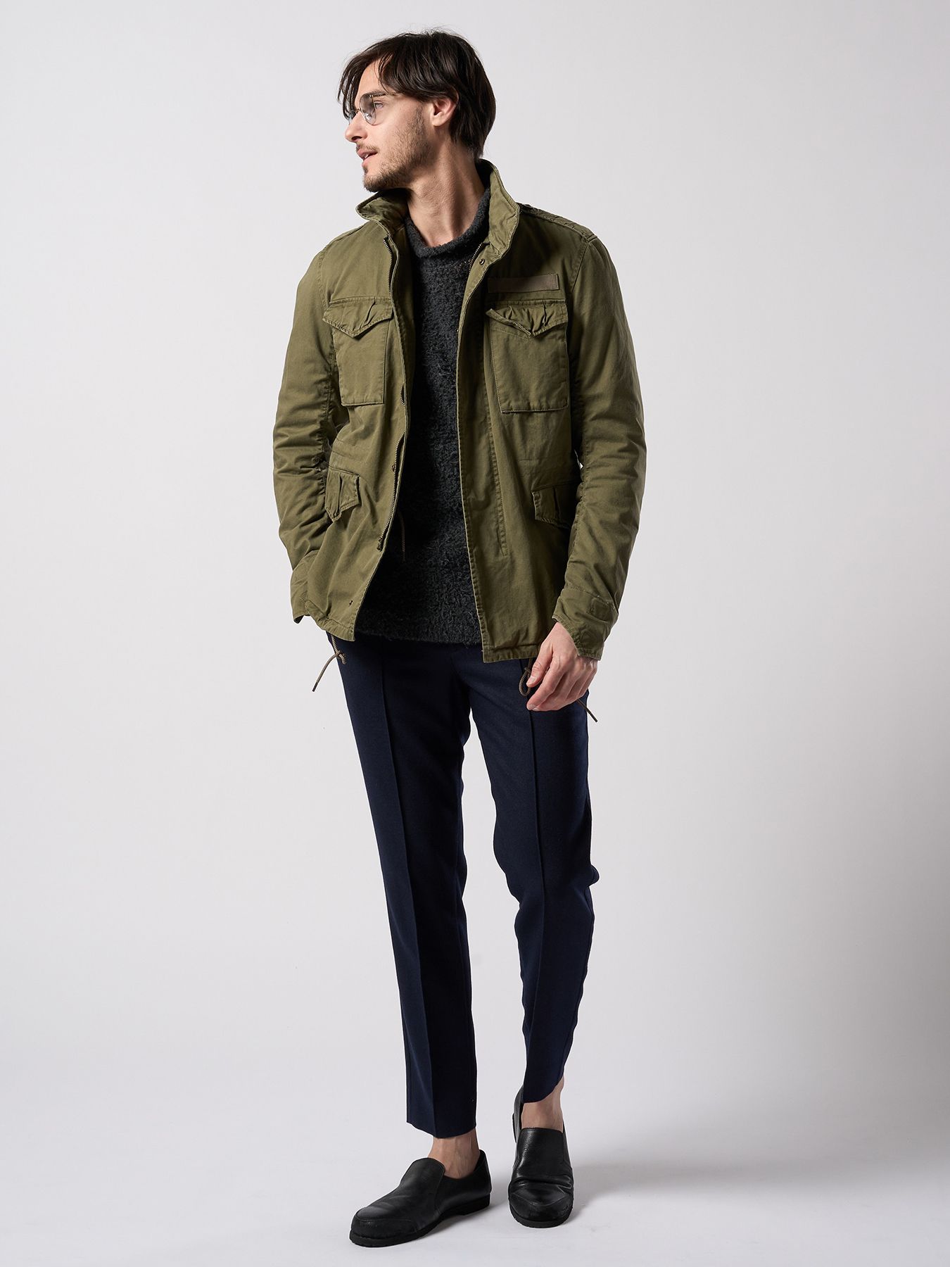 【予約品 4月19日(日) 18時締切】fancy yarn crew-neck knit / クルーネックニット / チャコール