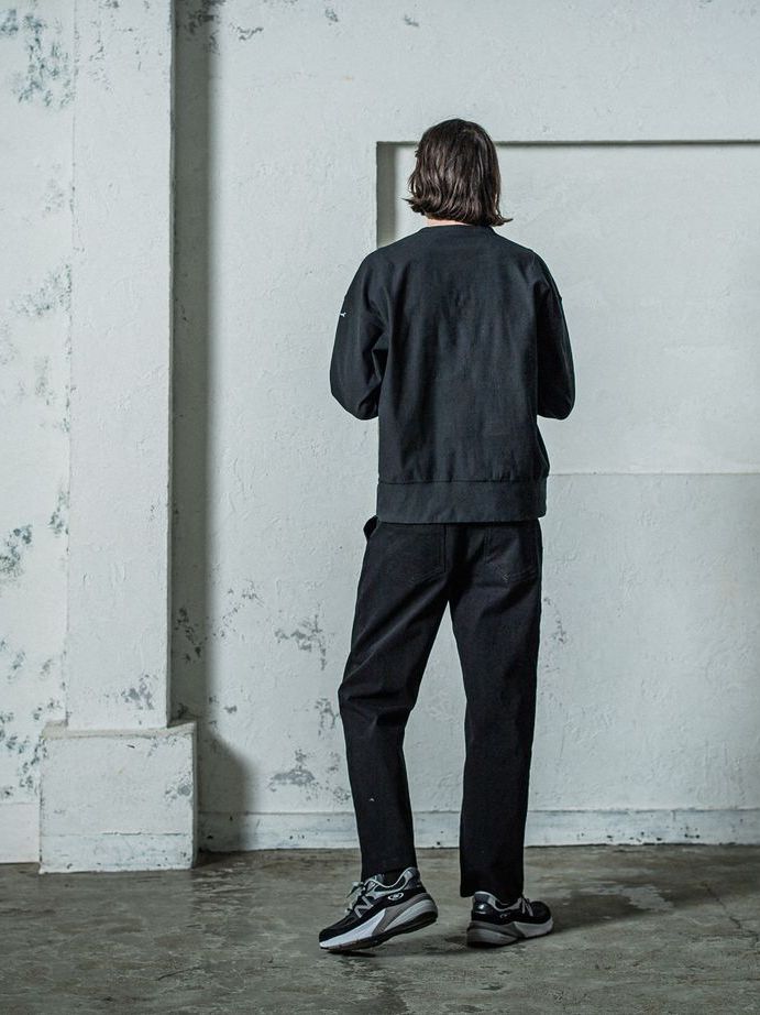 《予約11月17日19時締め》  DENIM JERSEY loose trainer / トレーナー / ブラック