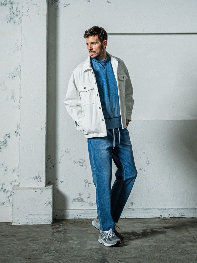 《予約11月17日19時締め》  DENIM JERSEY loose trainer / トレーナー / ライトインディゴ