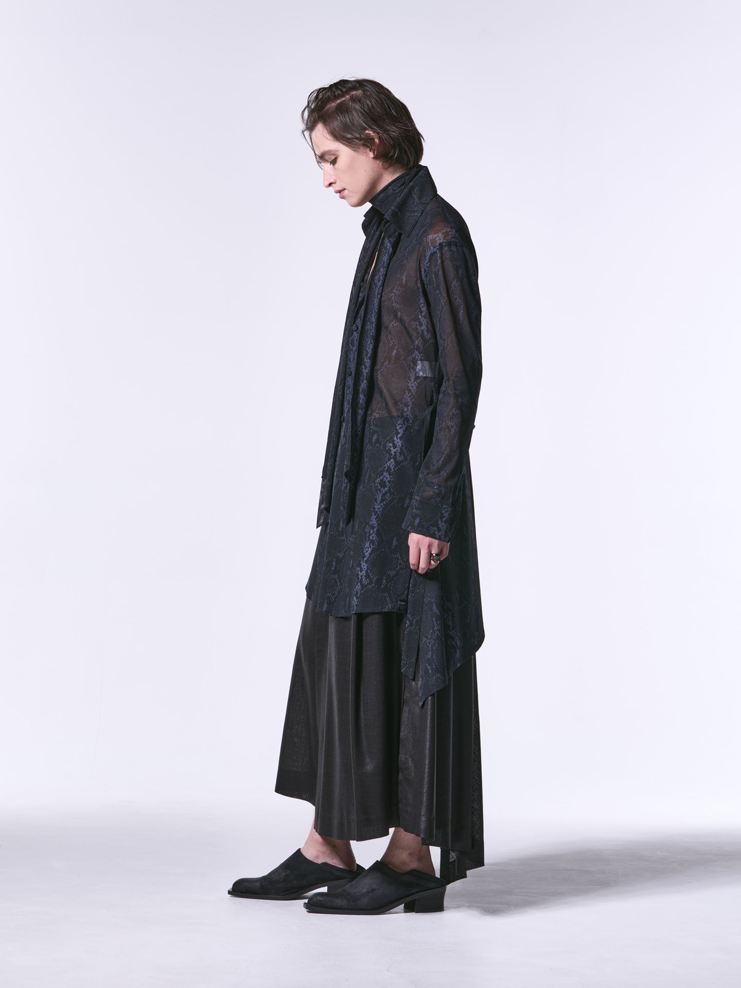 《予約品1月13日 10時締め》 FlareShirt / メッシュフレアシャツ / ブラックパイソン