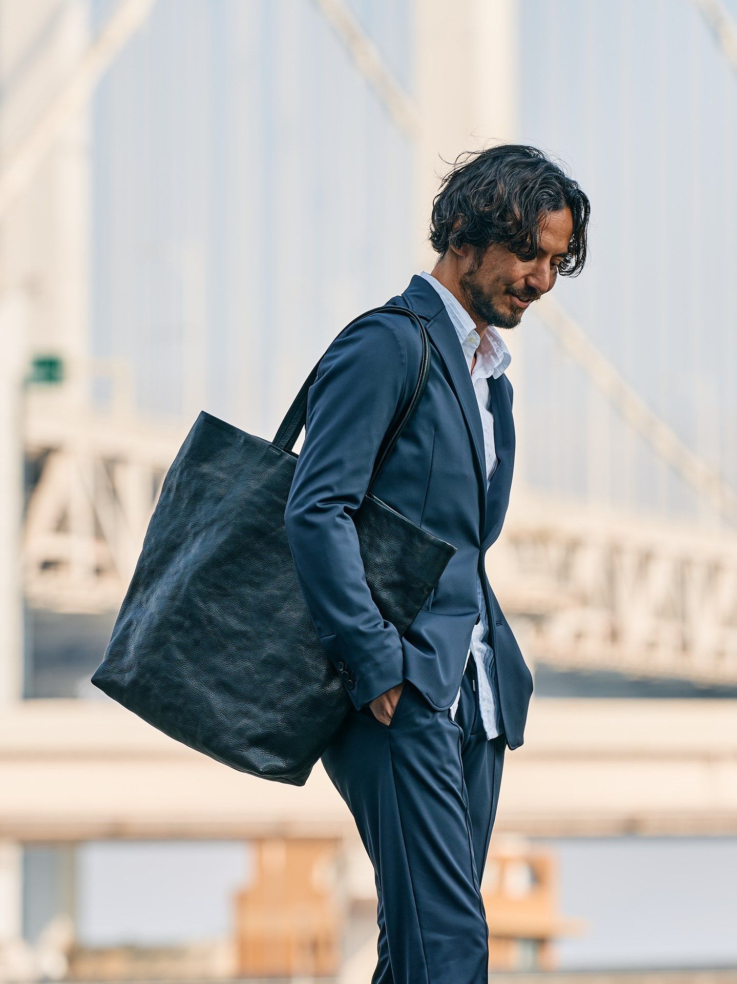 【予約品】 KOBE LEATHER big tote bag/ トートバッグ / ブラック