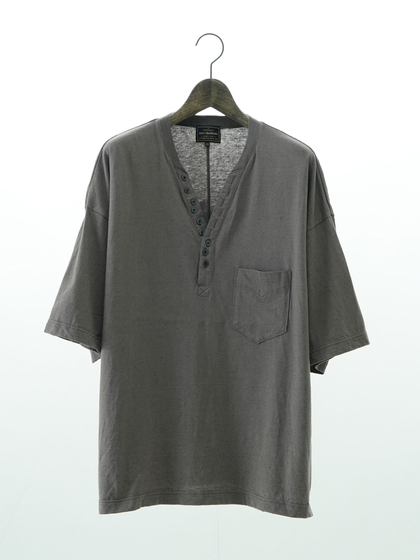 新品 エゴトリッピング QUENCH ヘンリーネック 46 EGO TRIPPING - QUENCH / ヘンリーネックTシャツ / グレー | BRYAN