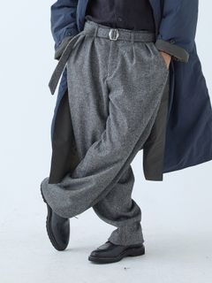 Bishupan / ワイドトラウザーズベルト付き / 杢ホワイト