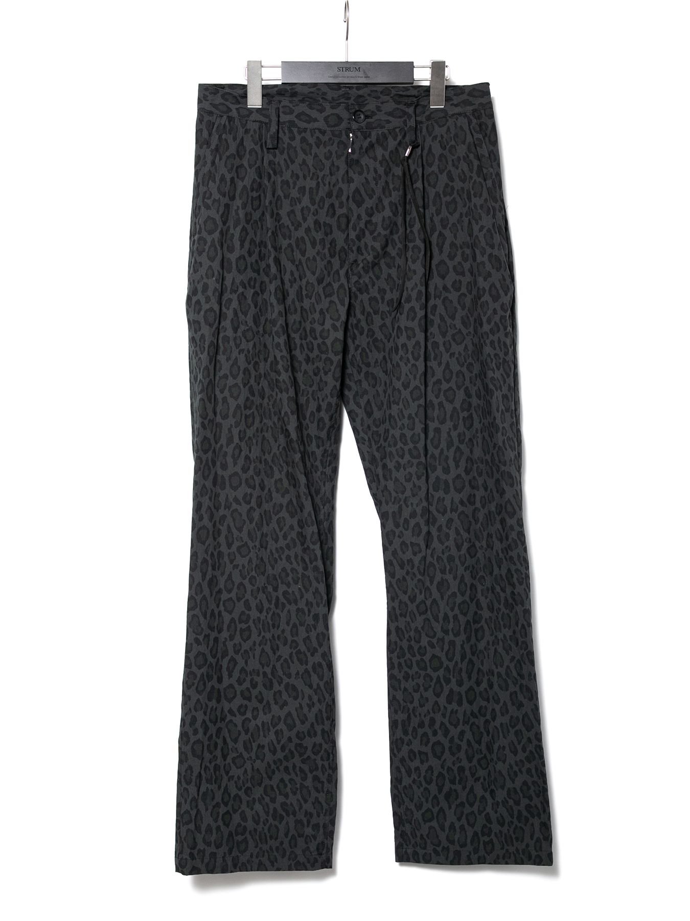 【予約品 10月12日(日) 締切】Leopard Printed Cotton Nylon Tapered Wide Pants / コットン ナイロン豹柄プリント テーパード ワイド パンツ / グレー豹柄