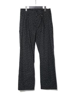 【予約品 10月12日(日) 締切】Leopard Printed Cotton Nylon Tapered Wide Pants / コットン ナイロン豹柄プリント テーパード ワイド パンツ / グレー豹柄