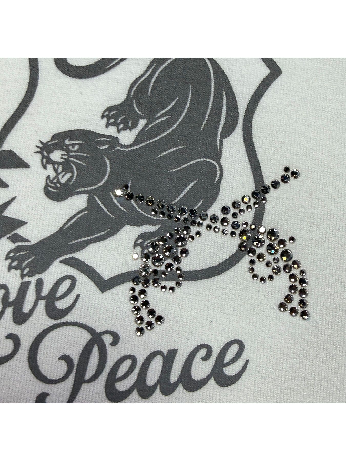 【予約品 3月9日(月) 18:00 締切】ORG/CO L/TEE PANTHER / パンサーエンブレム クリスタルクロスガン オーガニックコットン ロンT / ホワイト