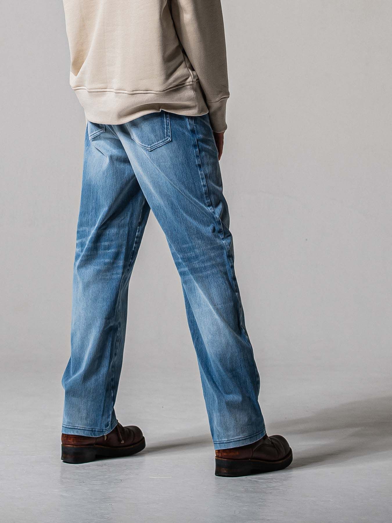 【予約品 11月16日(日) 締切】DENIM JERSEY WIDE PT / デニムジャージ セミワイドシルエット ワンタックイージーパンツ / ライトインディゴ