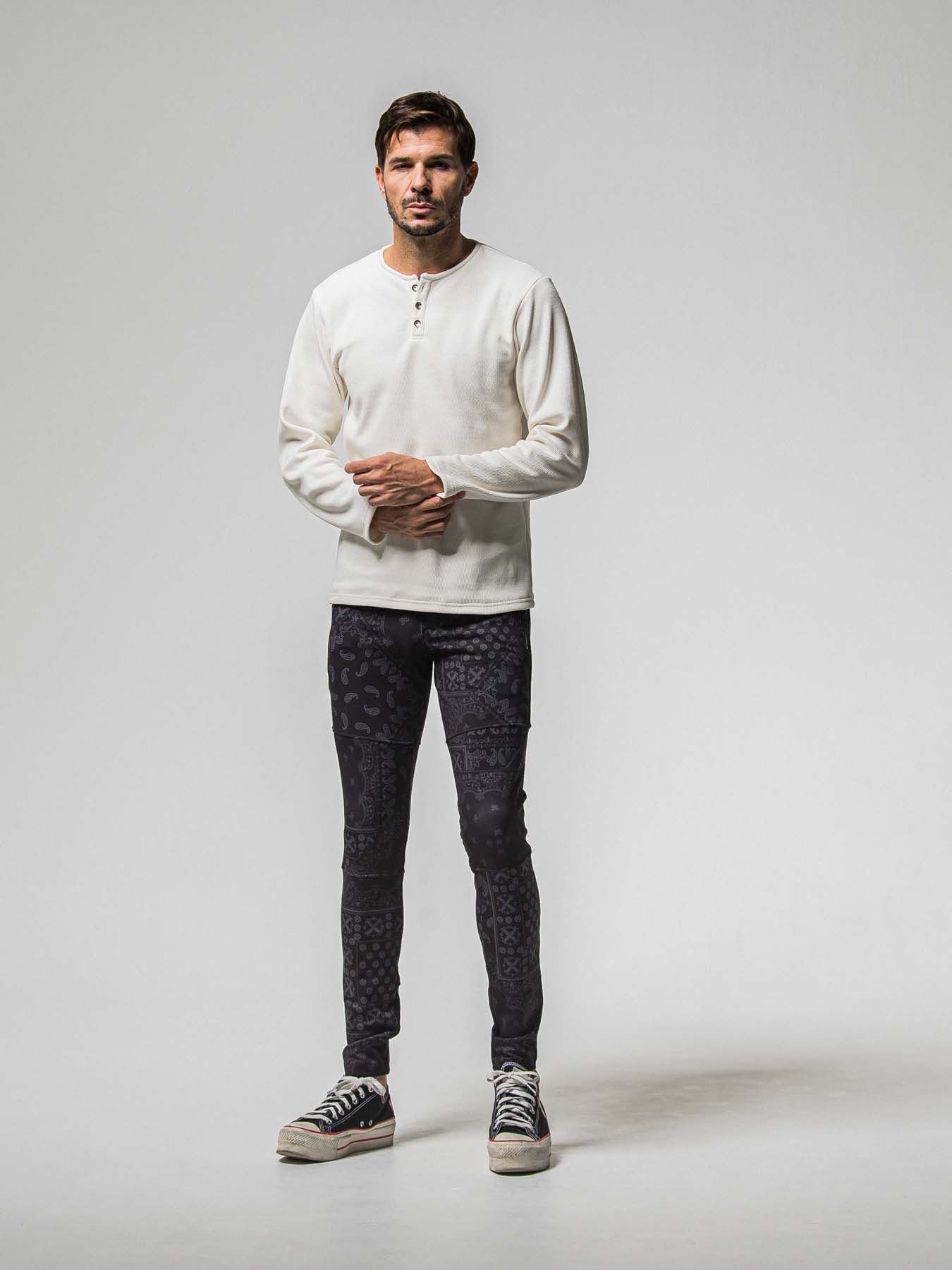 【予約品 8月31日(日) 締切】VELOURS FLEECE THERMAL HENRY / ベロアフリース サーマル ヘンリーネック / ホワイト