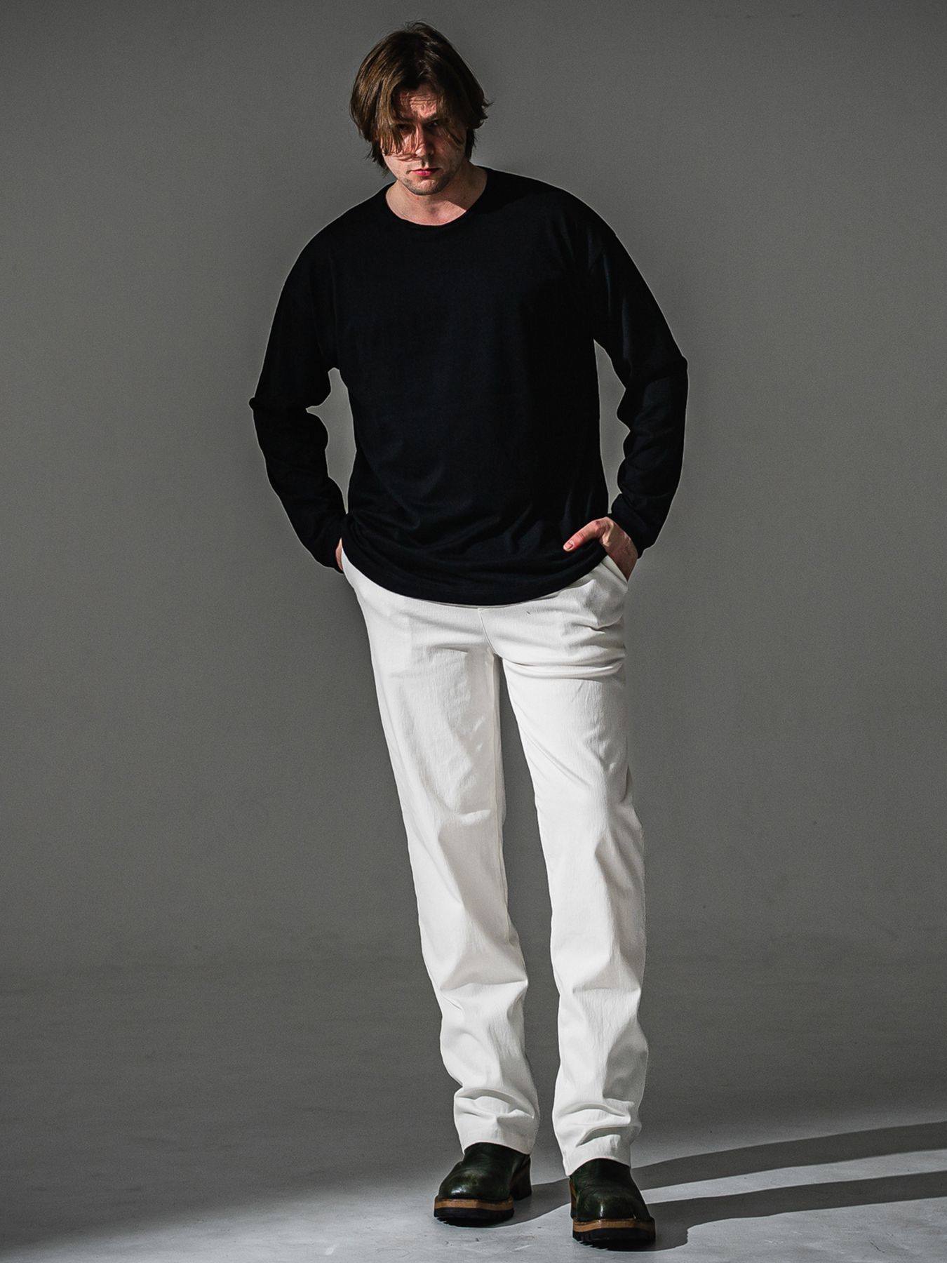 【予約品】PIN ST RC over longsleave Tee / ピンストライプロゴ オーバーサイズ ロングスリーブ Tシャツ / ブラック
