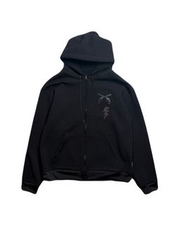 【予約品 3月9日(月) 18:00 締切】PATCH WAFFLE HOODIE / レザーパッチ ビッグワッフル ジップフーディ  / ブラック