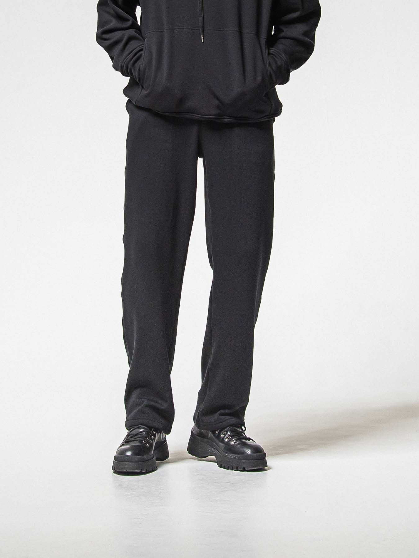 【予約品 8月31日(日) 締切】 VELOURS FLEECE WIDE TUCK PANTS / ベロアフリース ワイドタックパンツ / ブラック