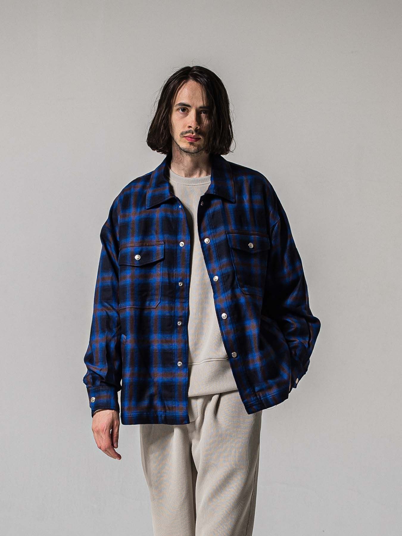 【予約品 11月16日(日) 締切】50s CHECK JK / オンブレチェック シャツジャケット / ブルー