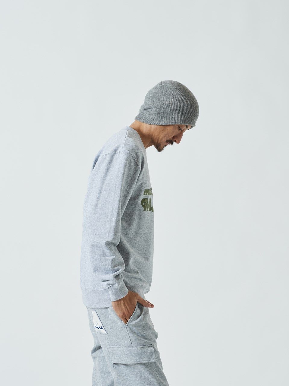 (予約品)  Trimming Pocket L/S Tee / Tシャツ / グレー 【Acanthus×muta】 8月下旬頃入荷予定